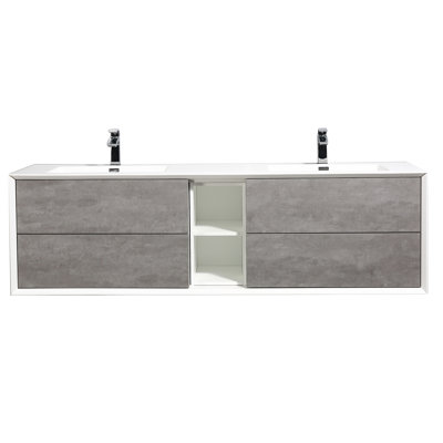 Kiskimere 75" Wall-Mounted  Double Bathroom Vanity Set