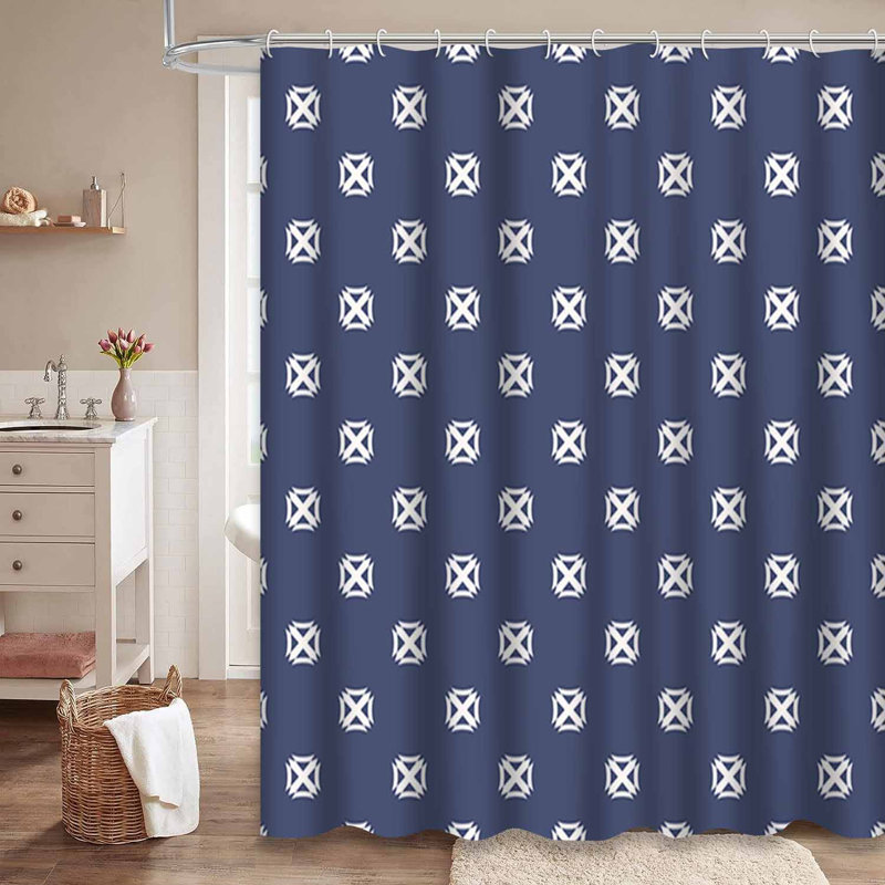 Rideau de douche géométrique en forme de croix avec 12 crochets, L 72 po x l 72 po