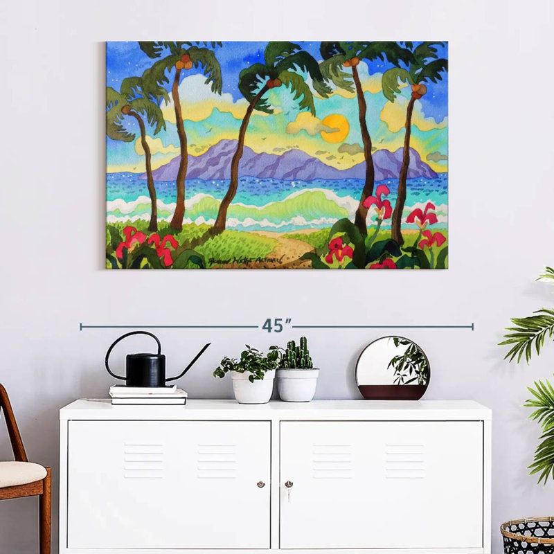 Gillard, palmiers tropicaux, H 26 po x l 39 po