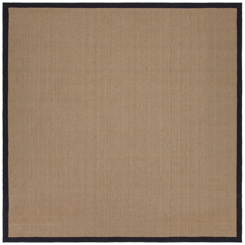 Eastwood Authentic Hand-Woven Handmade Jute & Sisal Black Border Area Rug, Square 8', Black/Brown