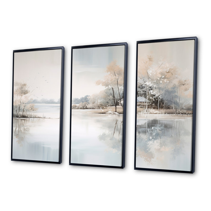 Ensemble de décoration murale Lakeside House Serenity I - Lakes Lakehouse, H 28 po x l 36 po x P 1 po, Cadre flottant noir