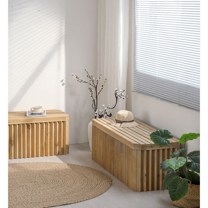 Repose-pieds de rangement en bois massif rétro