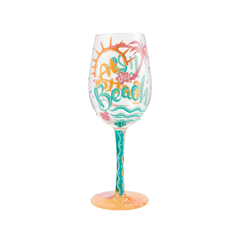 Lolita Life at the Beach Hand Painted Wine Glass 9in H