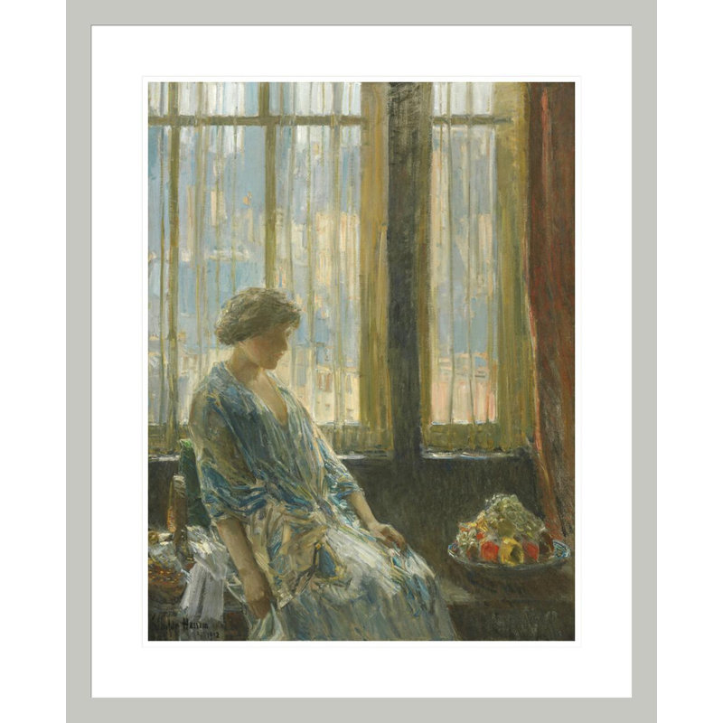 «The New York Window» par Childe Hassam - impression giclée encadrée, H 28,76 po x l 23,5 po