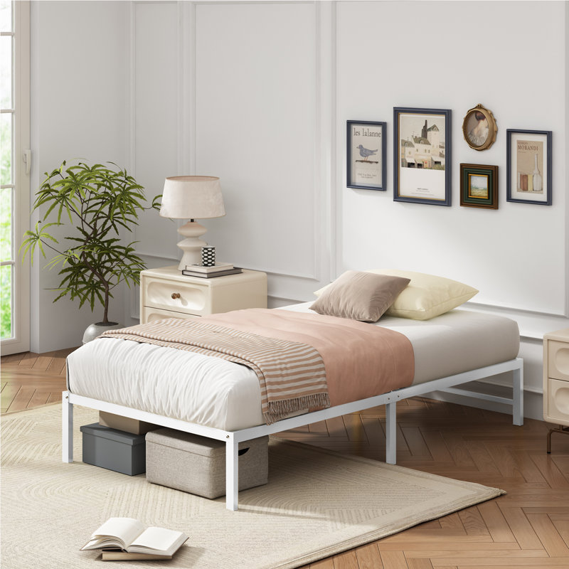 Metal Platform Bed Frame, Twin, White
