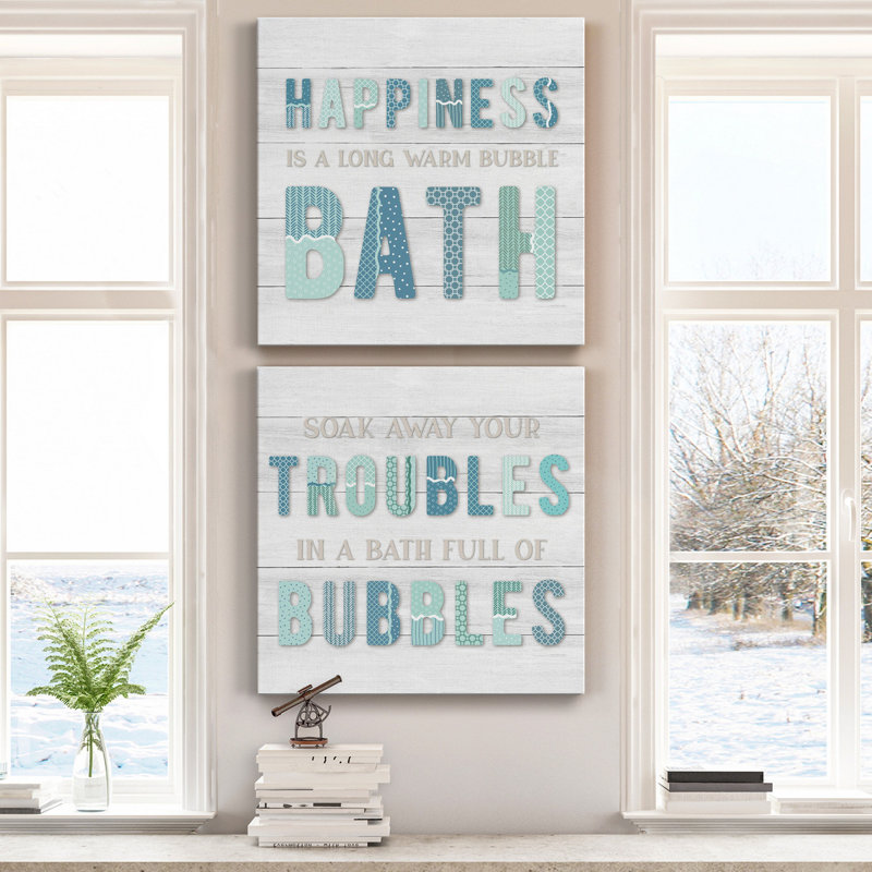 «Bubble Bath I», ensemble de 2 reproductions sur toiles tendues, H 16 po x l 32 po x P 1 po