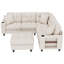 6-Seater Chenille Sofa with Bookshelf Armrests, USB Charging & Ottoman-1800542582