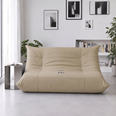 Causeuse de plancher Wrought Studio 66,5 po avec porte-gobelets encastrés, moderne, ergonomique, sans cadre et capitonné, canapé 2 places pour le salon