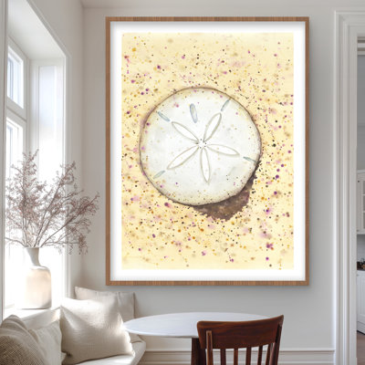 Sand-dollar Bathroom Beige Framed Matted Print | Home Decor