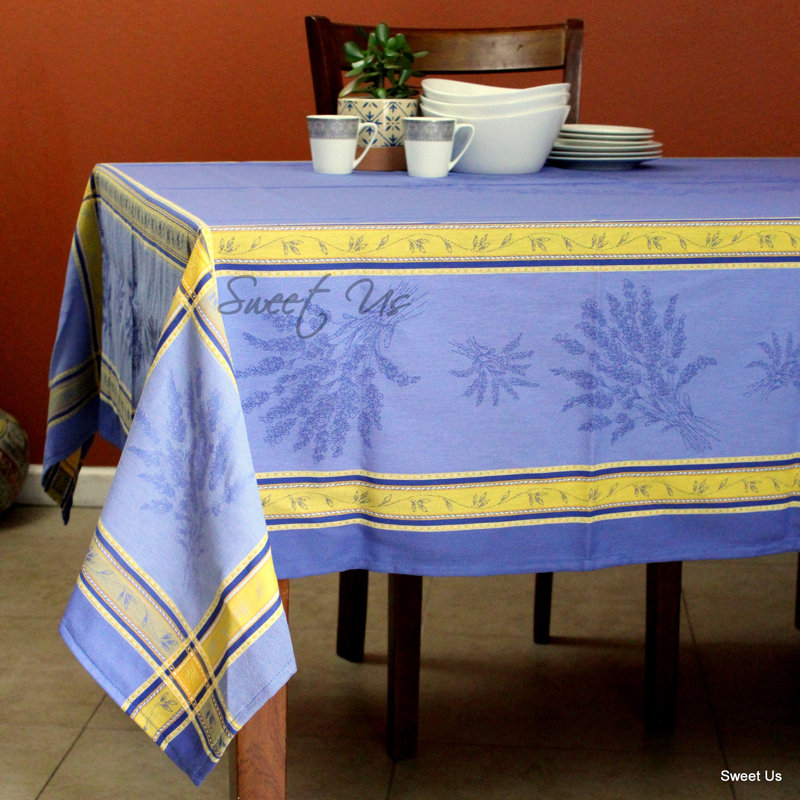 Collection de nappe en coton jacquard provençal enduit de polytétrafluoroéthylène résistant aux taches et essuyable