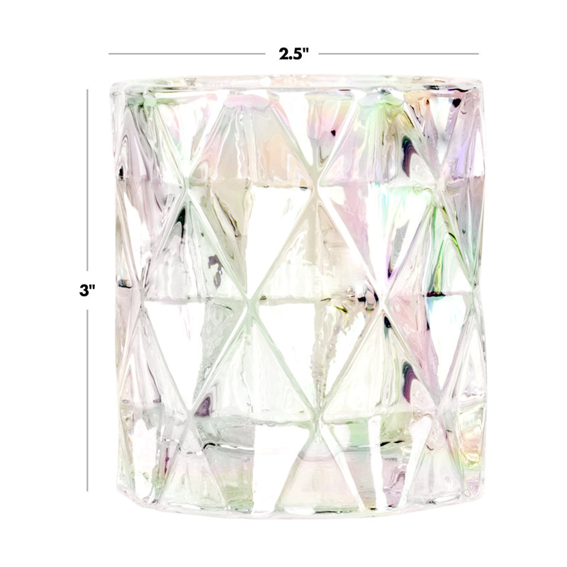 Ensemble de 6 porte-bougies modernes en verre à multiples facettes iridescent 3 po
