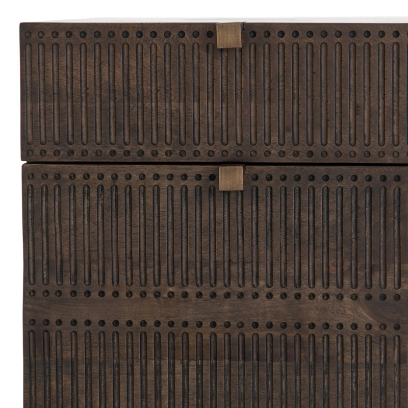 2-Drawer Vertical Filing Cabinet, Carved Vintage Brown