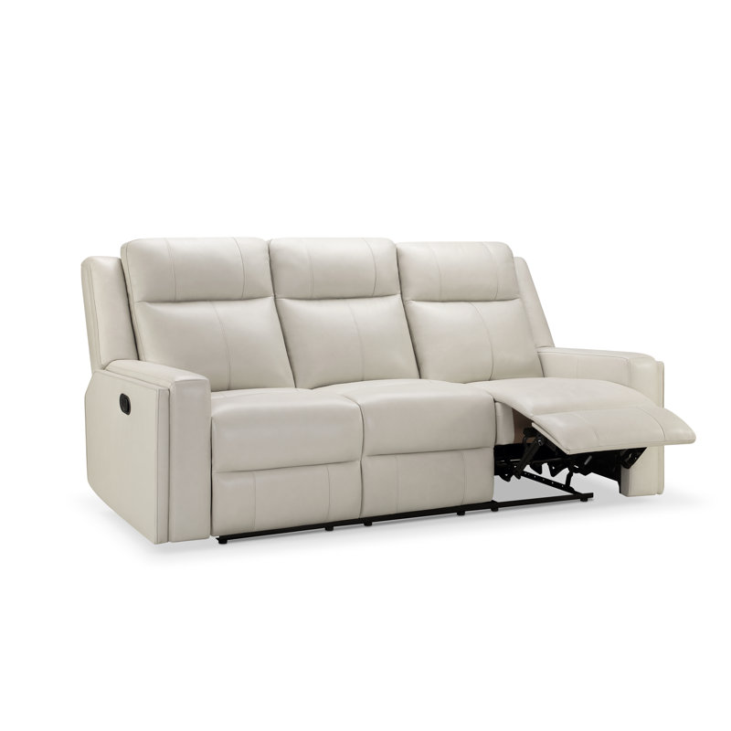 Ashlley 81.5'' Leather Reclining Sofa, Ivory Genuine Leather