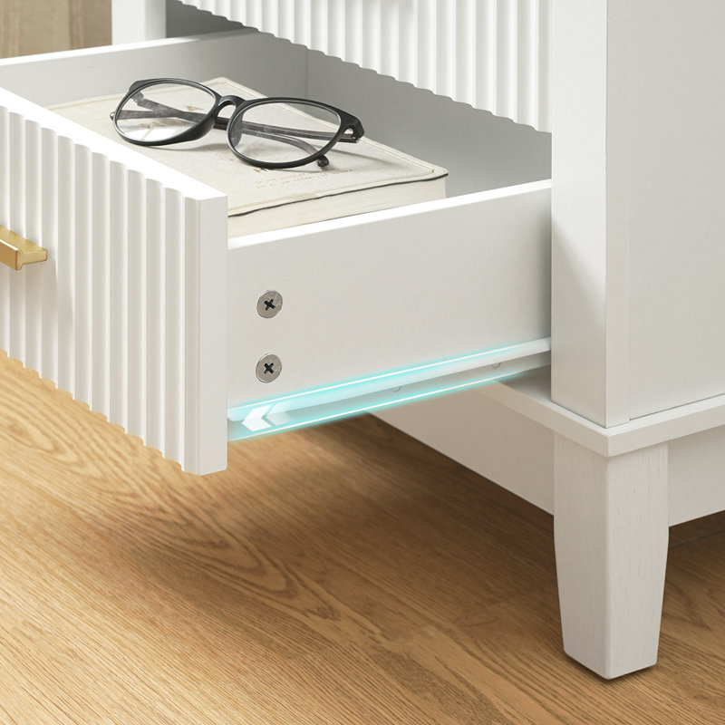 Nathanel 18.9" W Nightstand with 2 Drawers,Modern Bedside Table for Bedroom Living Room