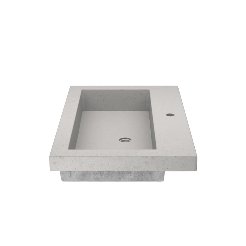 Trough Handmade Rectangular Drop-In Bathroom Sink, Ash, Single Faucet Hole