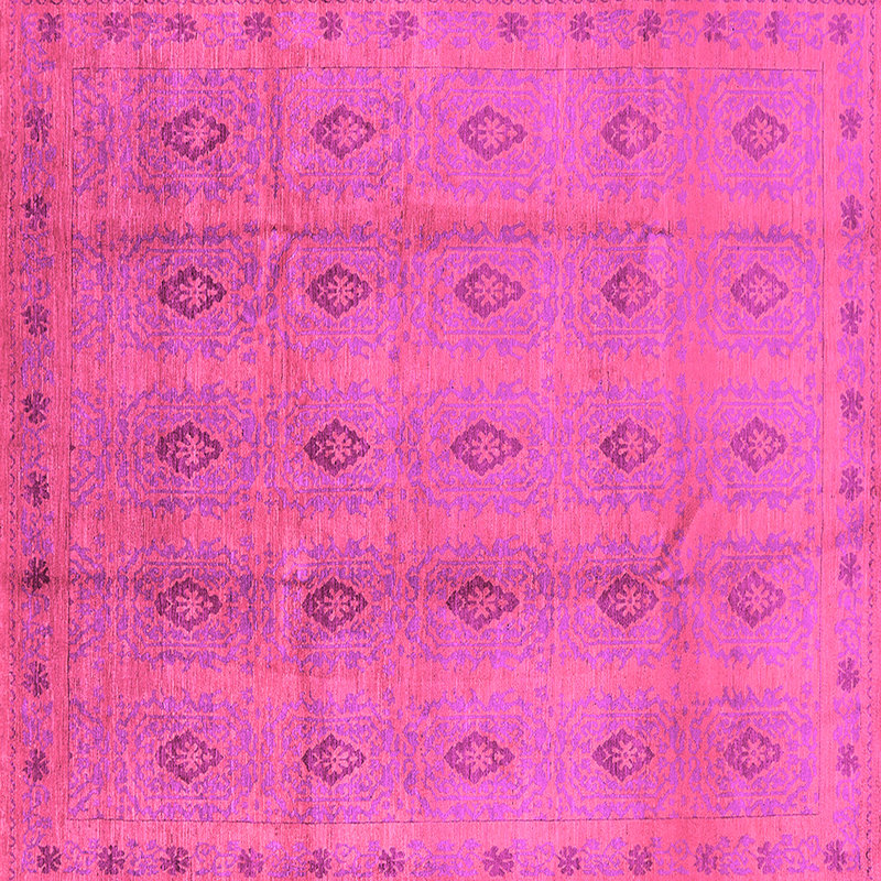 Tapis oriental en laine / polyester tissé à la machine en rose / mauve, Carré 8 pi
