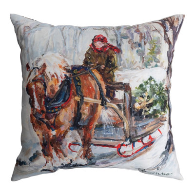 Bringing Home the Christmas Tree Throw Pillow 18" x 18"