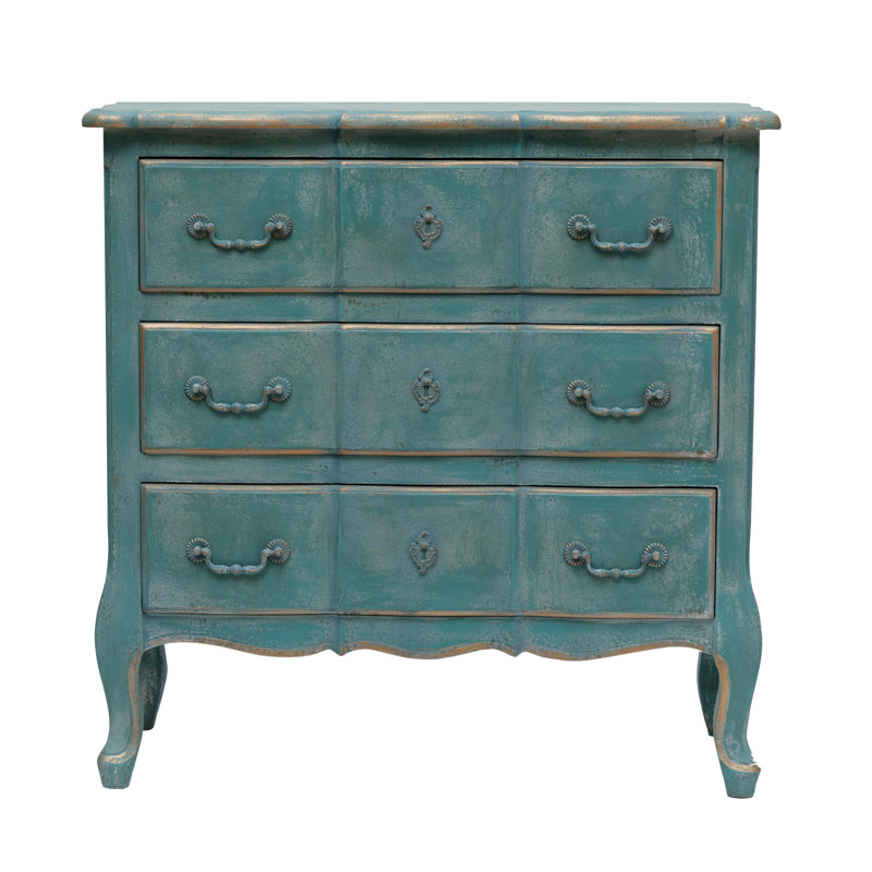 Commode en bois, Bleu vieilli