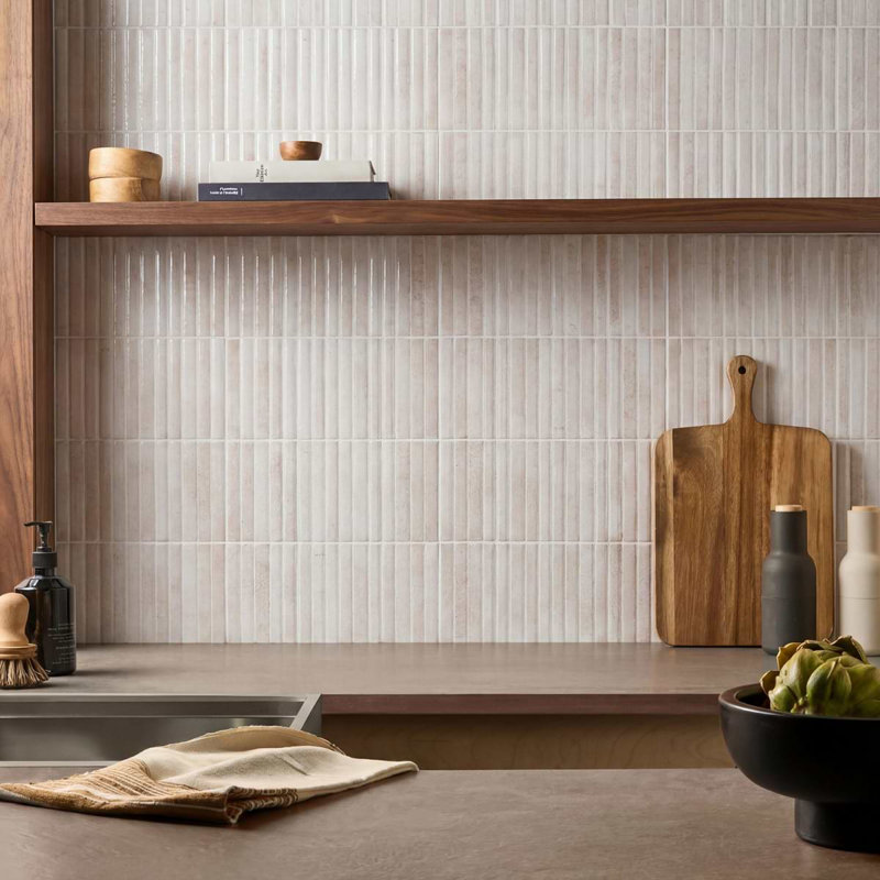 Curve Fluted 6X12 3D Glossy Ceramic Tile, White