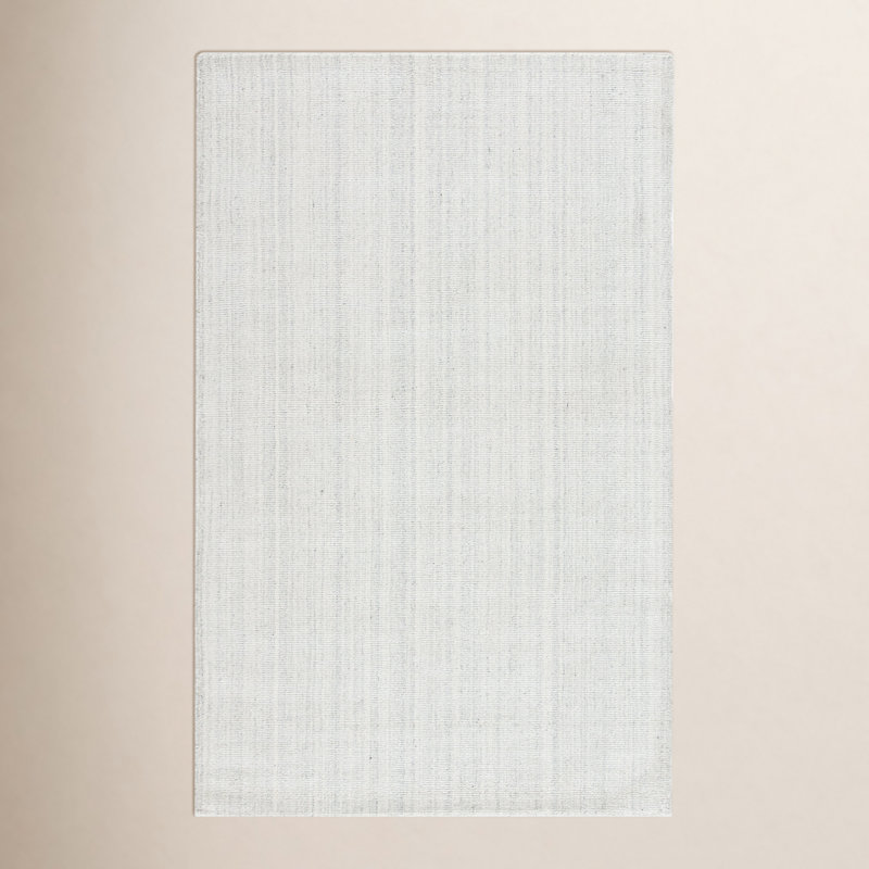 Tapis en laine tissé à la main Crista en blanc éclatant / gris silex / gris Whitecap, Rectangle 9 pi x 13 pi