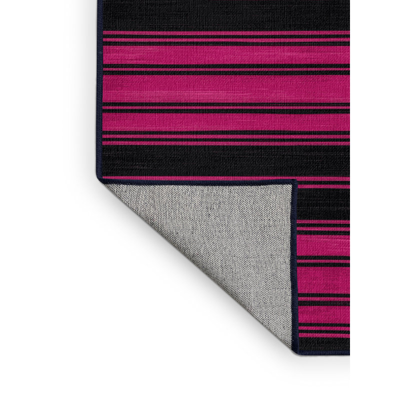 Tapis mauve à rayures horizontales lavable à la machine, Carré 4 pi