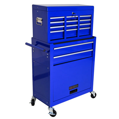 8 Mobile Storage Unit - Blue Easy To Manoeuvre Tool Cabinet With Drawers Spacious & Secure