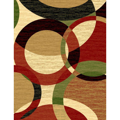 Tapis à motif abstrait noir / rouge Dossantos