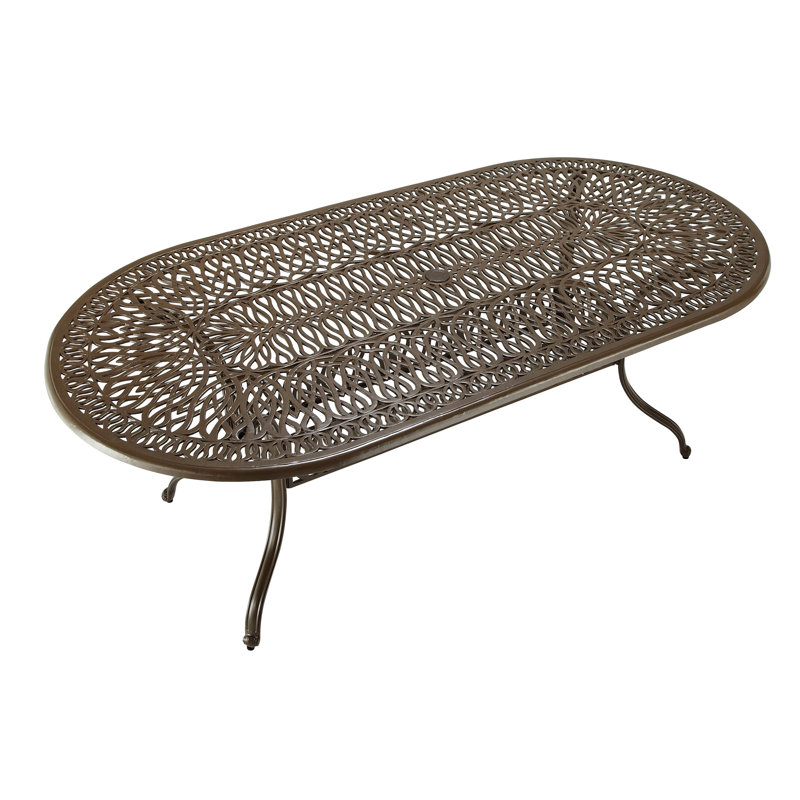 Yates Oval Outdoor Dining Table With Umbrella Hole , 84'' in. W 42'' in. D, Taupe