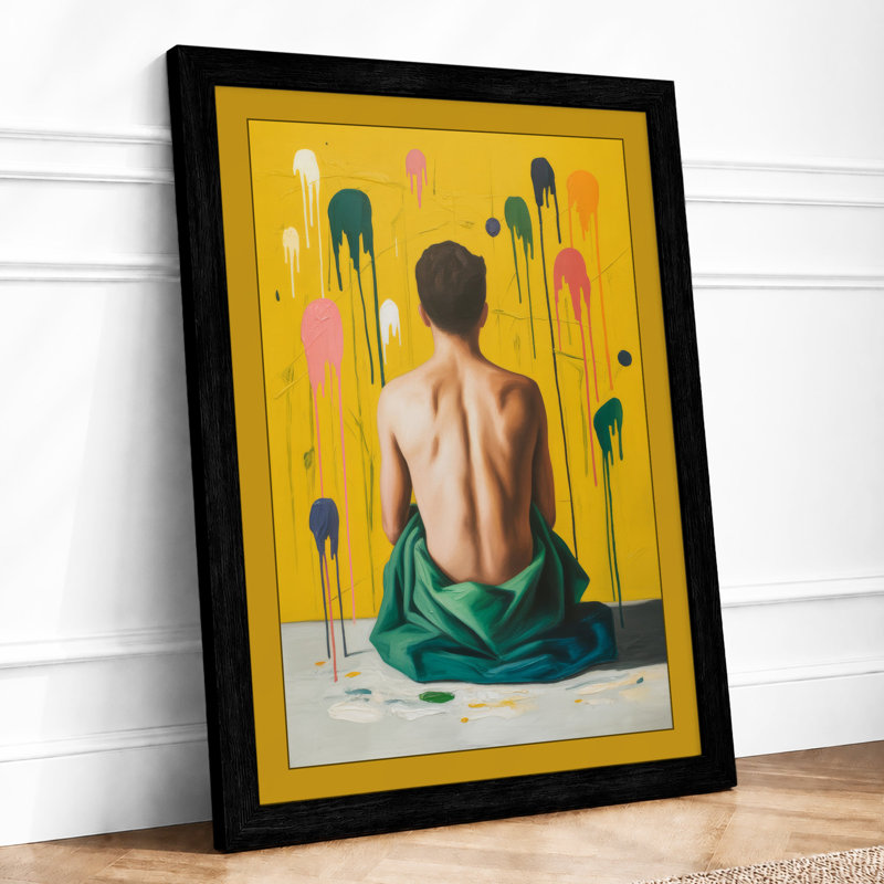 Artist in Contemplation Modern - Framed Print, Black, A3 - 42.0 x 29.7 cm