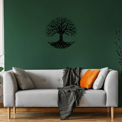 Black Decorative Metal Wall Accessory, 26.8 x 27.6 inches | 100% Metal, Thickness: 0.06 inches | Lightweight at 0.9 lbs | Easy to Hang with Back Piece | Perfect for Modern Home Decor & Artistic Touch