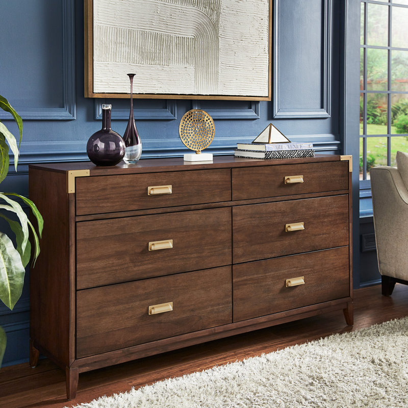 Commode 6 tiroirs en bois massif avec 3 ensembles de séparateurs modulaires