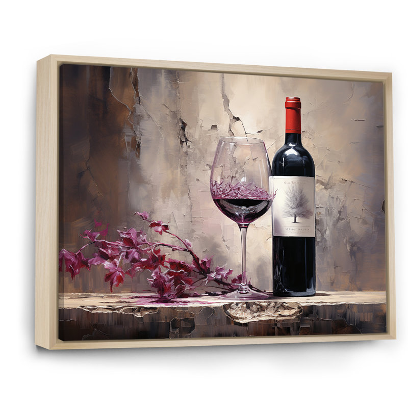Claret Clarity I sur toile, Cadre naturel flottant, H 34 po x l 44 po x P 1,5 po