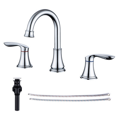 2-handle Bathroom Faucet with Drain Assembly
