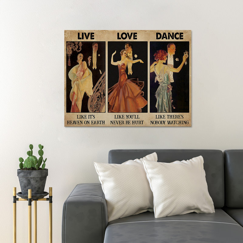 «Couple Dancing - Live Like Heaven On Earth», reproduction d'art graphique sur toile tendue, H 24 po x l 36 po x P 2 po