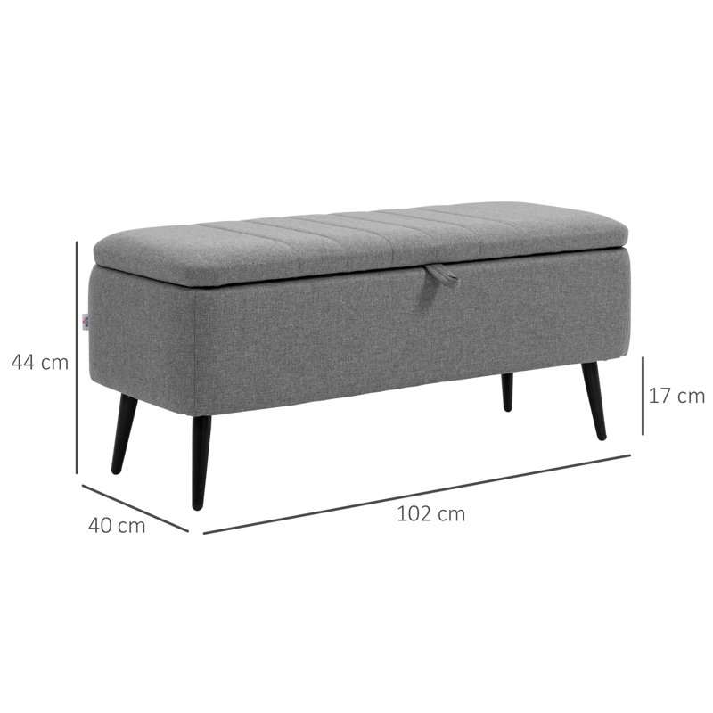 Patil 102cm Wide Tufted Rectangle Solid Colour Standard Ottoman with Storage