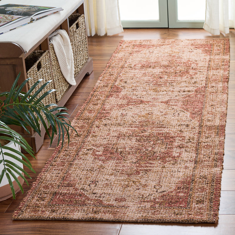 Saffron Hand Woven Jute/Sisal; Chenille; Cotton Vintage Look Indoor Rug, Runner 2'3" x 8'