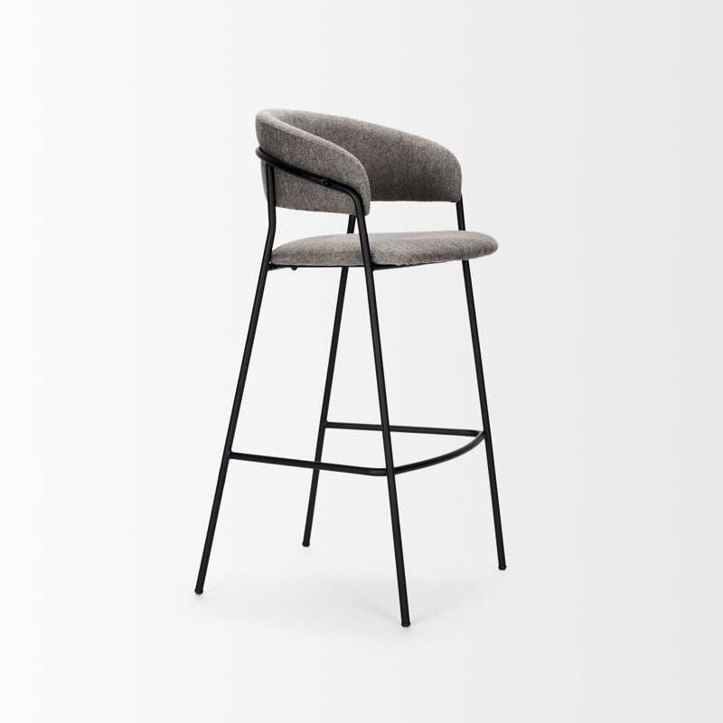 Burkeen Upholstered Counter Stool with Metal Frame, Grey, Bar Stool (30" Seat Height)