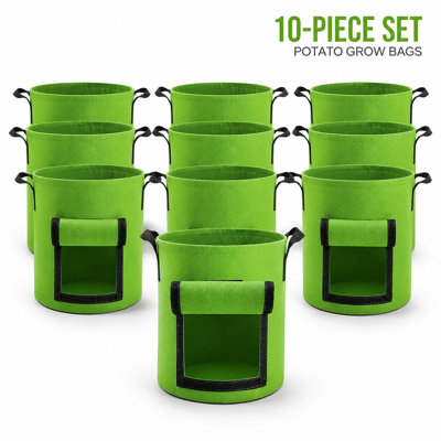 Paquet de 6 sacs de culture de pommes de terre, sacs de plantation de 10 gallons, grands pots en tissu avec fenêtre à rabat, pot de jardin, pots de grandes pommes de terre avec poignées pour légumes, fruits et plus, vert