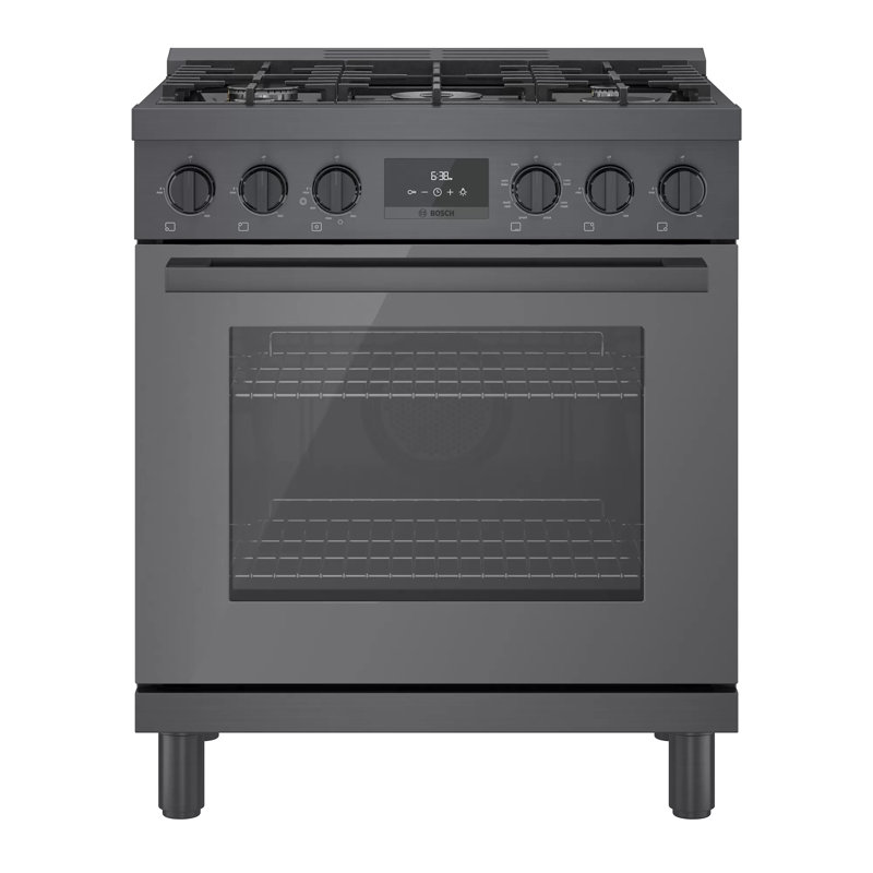 800 Series 30" 4 cu. ft. Freestanding Dual Fuel Range with True European Convection, Black