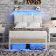 Cadre de lit avec station de charge et lumières DEL, tête de lit avec tablettes de rangement à 2 niveaux, cadre de lit avec tête de lit, aucun sommier nécessaire, assemblage facile,-242425269-244007272