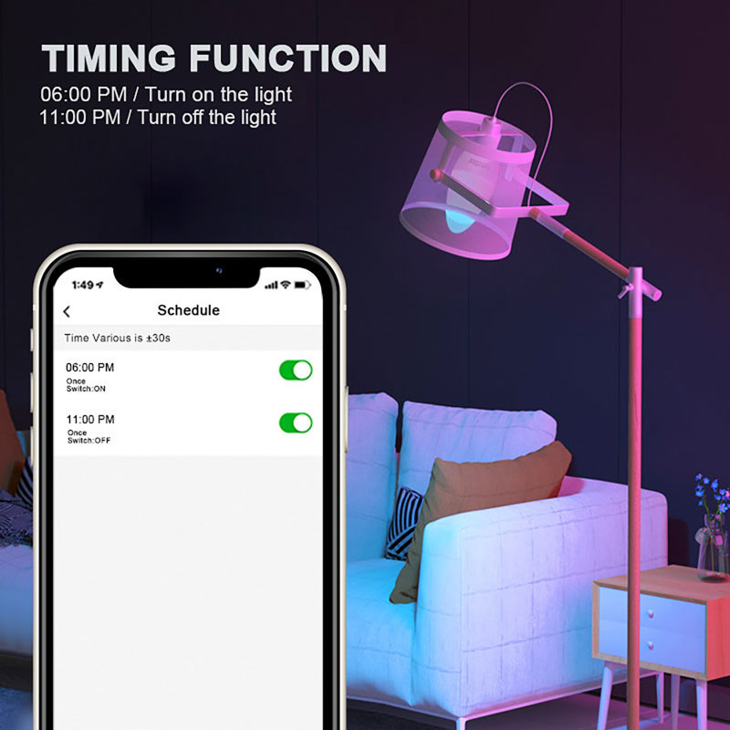 1-Pack 6W E14 RGB Wi-Fi Smart Bulbs with 16M Colors & Voice Control