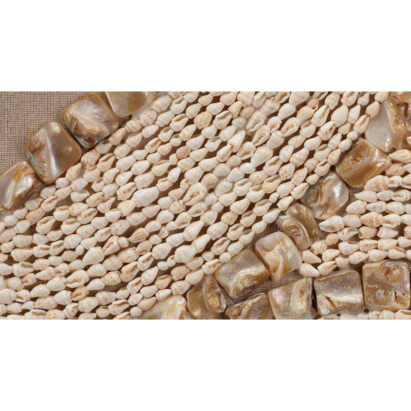 Handcrafted Beige Shell and Linen Shadowbox Wall Art