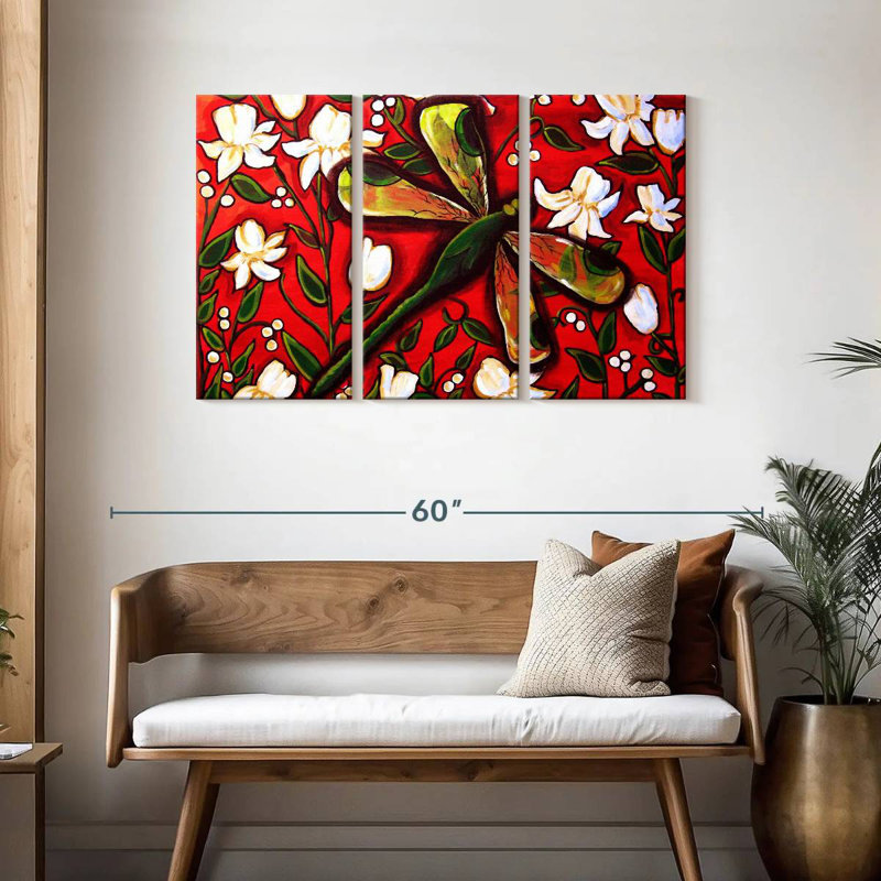 Dragonfly On Red, 28" H x 45" W