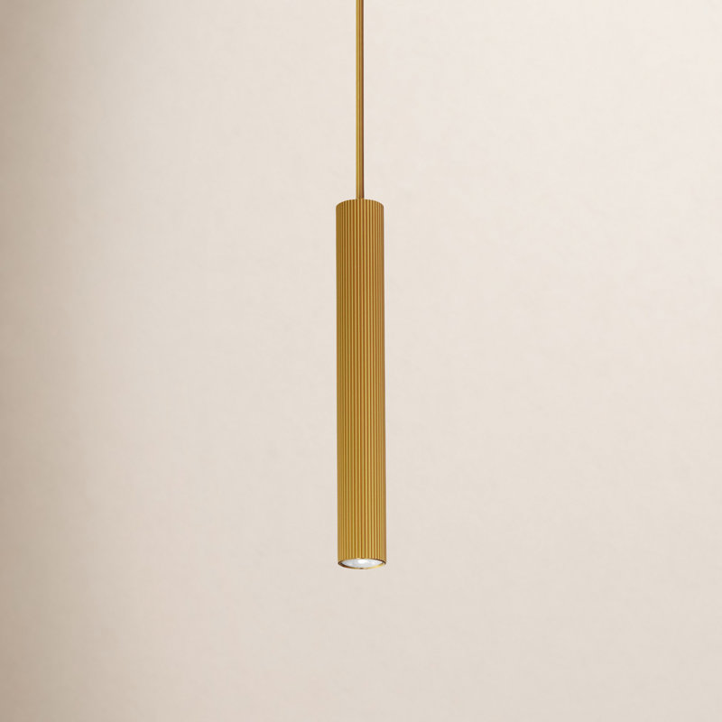 Luminaire suspendu cylindrique à 1 lumière Carpi, Or