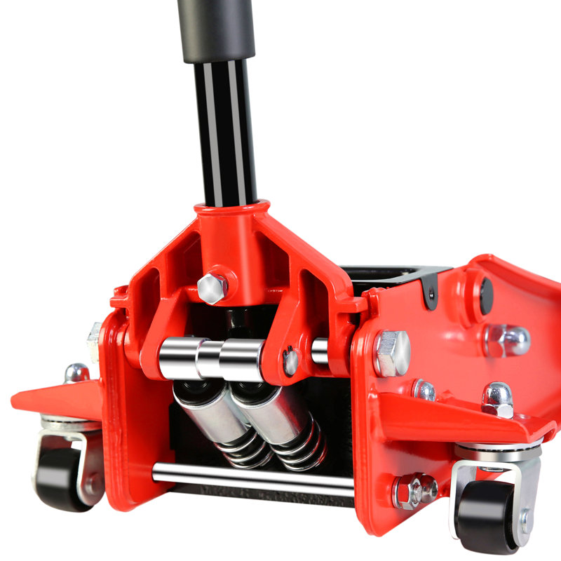 Cric de plancher, cric de plancher à profil bas de 4 tonnes, cric de course en acier robuste avec pompe à levage rapide à deux pistons, plage de levage du cric de plancher de 4 po à 21 po