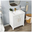 Ensemble de meuble-lavabo moderne 27,8 po avec base en bois massif et panneau de fibres à densité moyenne blanc