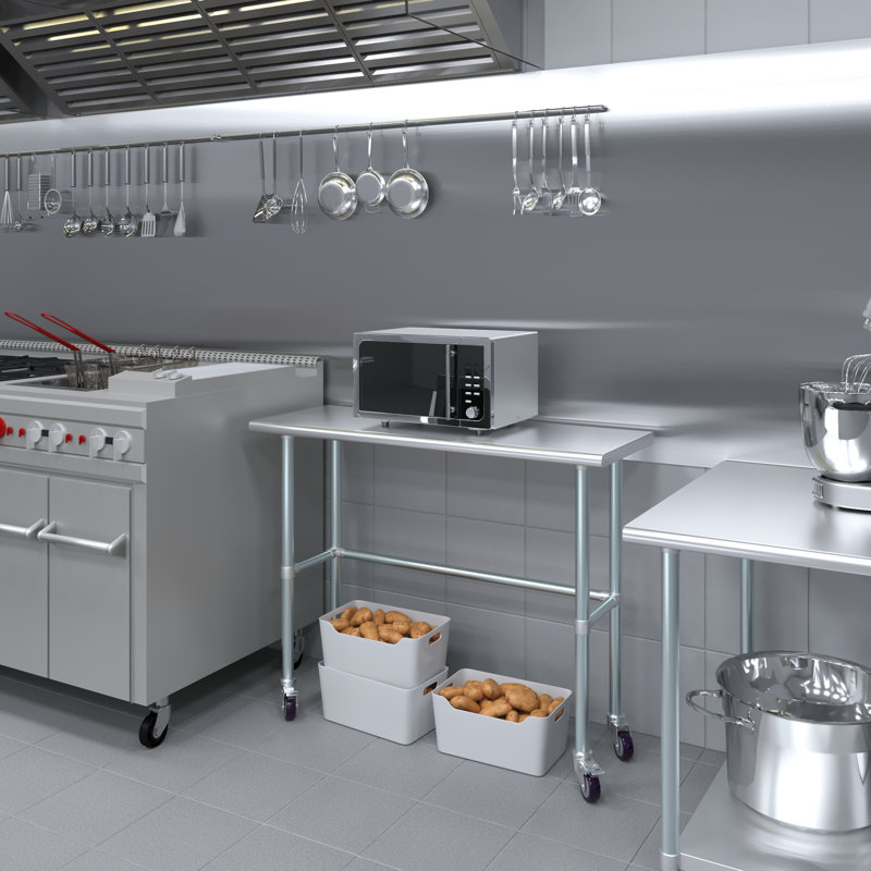 Table de travail en acier inoxydable, H 38 po x L 48 po x l 18 po