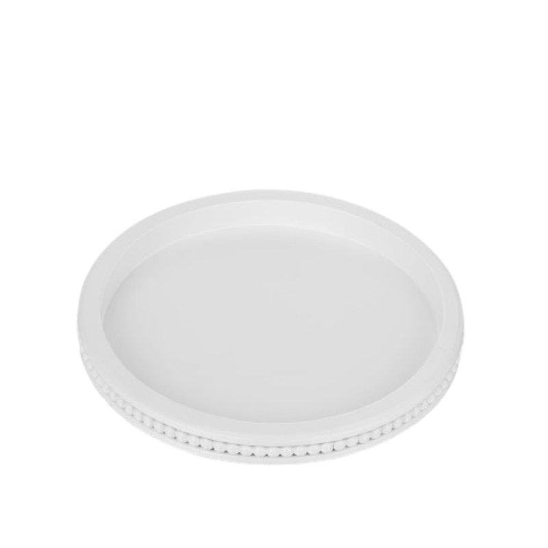 White Beaded Round Coffee Table Tray