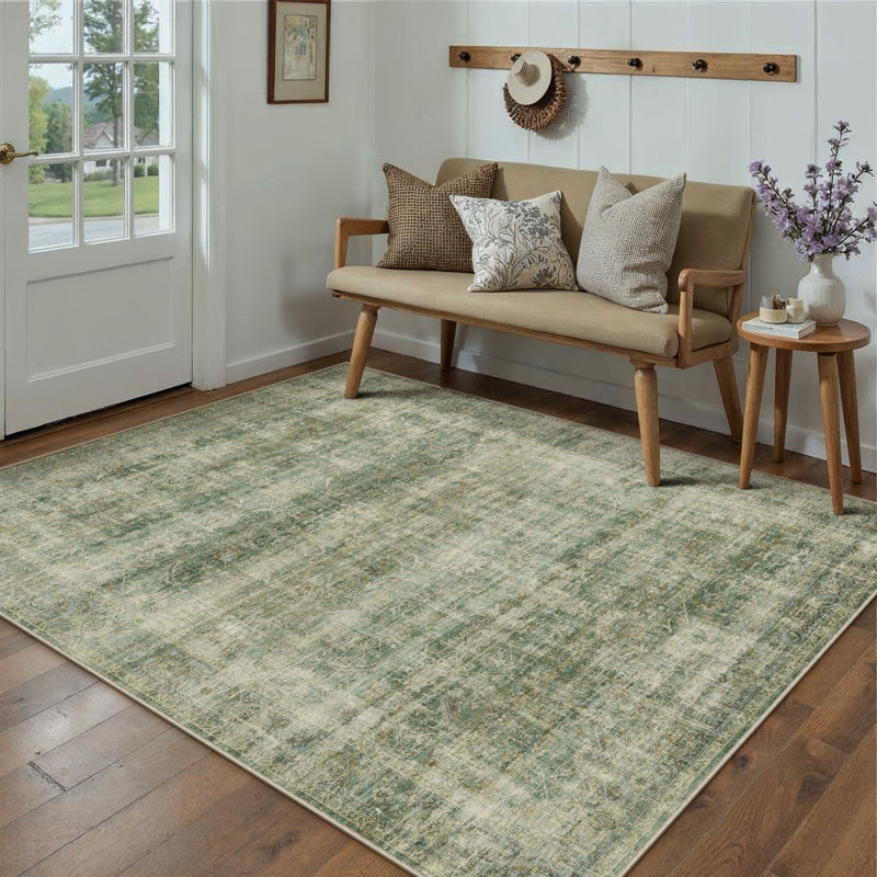 Tapis lavable rétro avec envers antidérapant Elias, Rectangulaire 8 pi x 10 pi