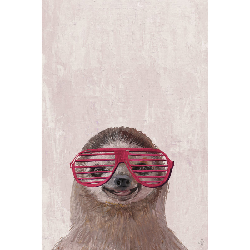 Retro Sloth 1 Piece Wrapped Canvas Painting, 38cm H x 25cm W